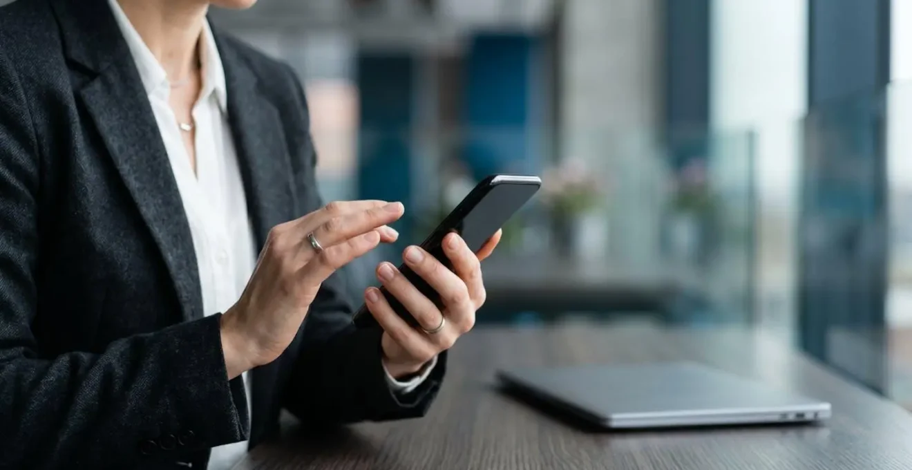 Professional workspace illustrating enterprise mobile device security