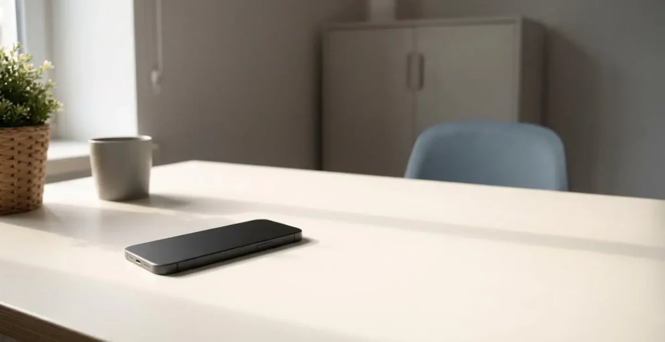 Professional workspace showing secure mobile device management with clear separation between personal and professional data environments
