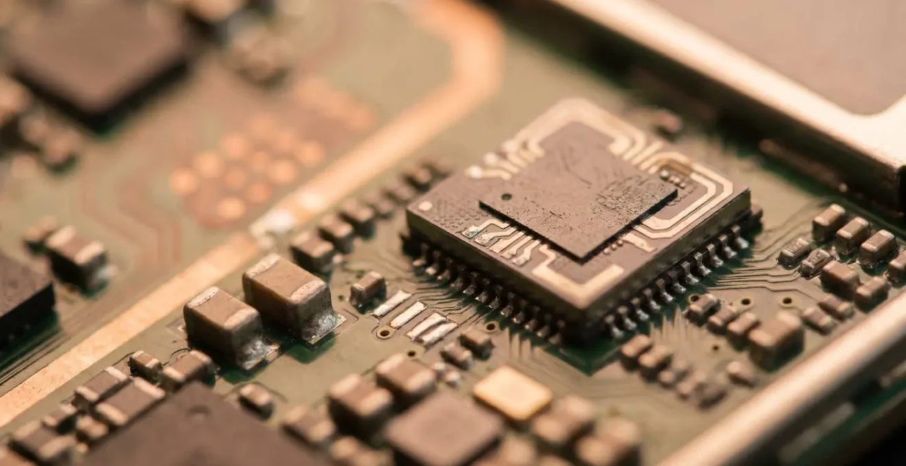Close-up technical shot of smartphone internal GPS sensor diagnostic testing process