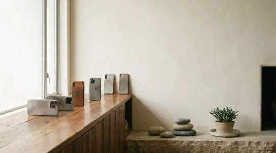 Premium smartphone ecosystem showing device lifecycle stages from purchase to resale with security updates visualization