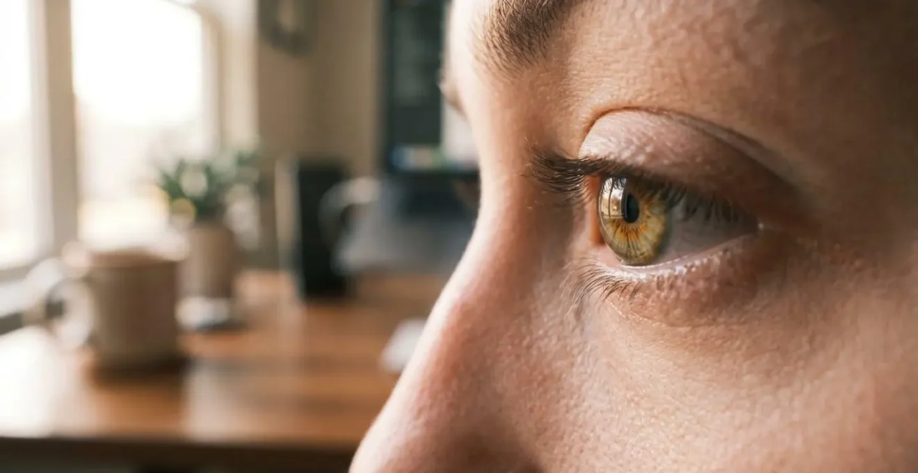 Close-up of human eye reflecting smooth high refresh rate display motion with minimal motion blur